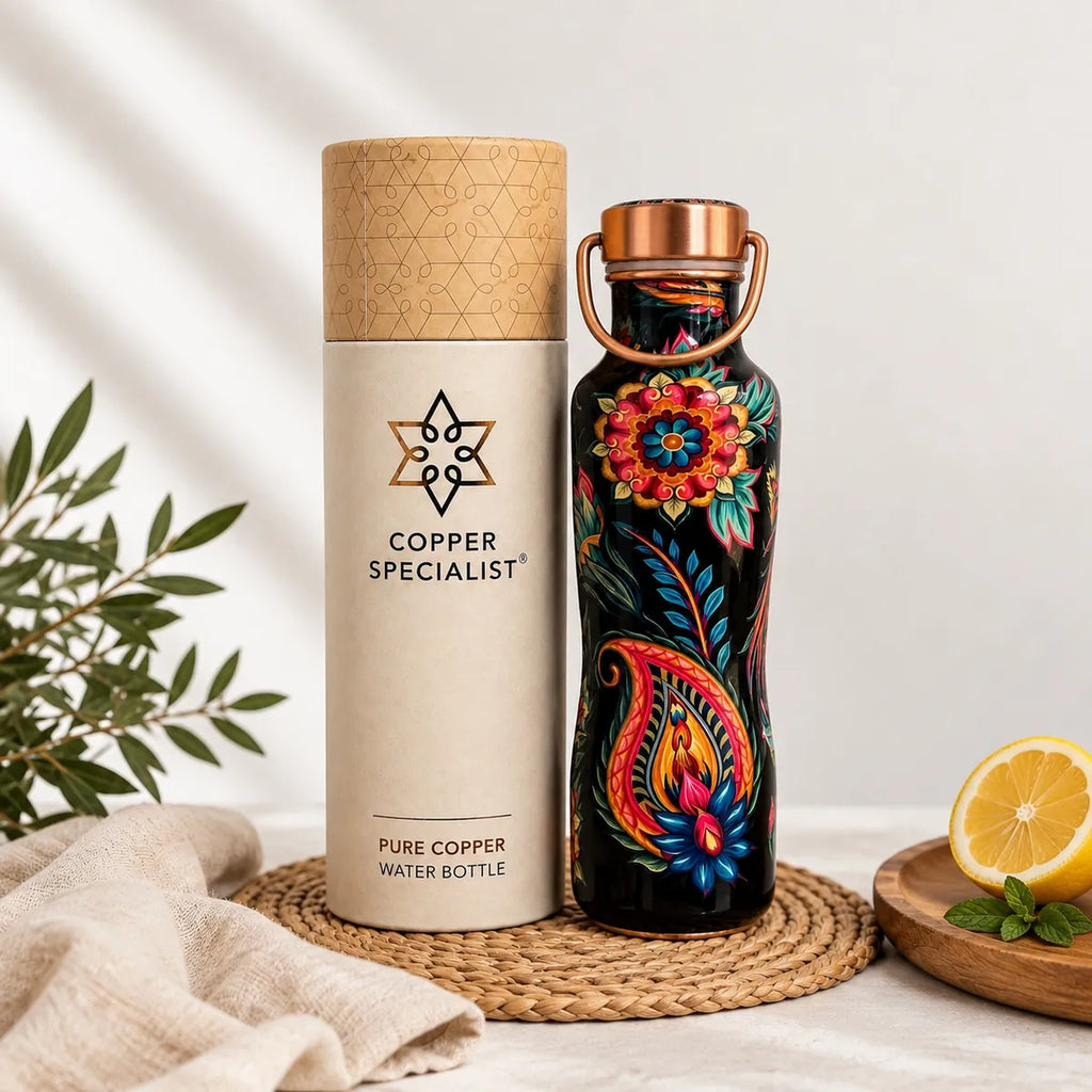 Botella de Cobre Puro Floral — 750 ml